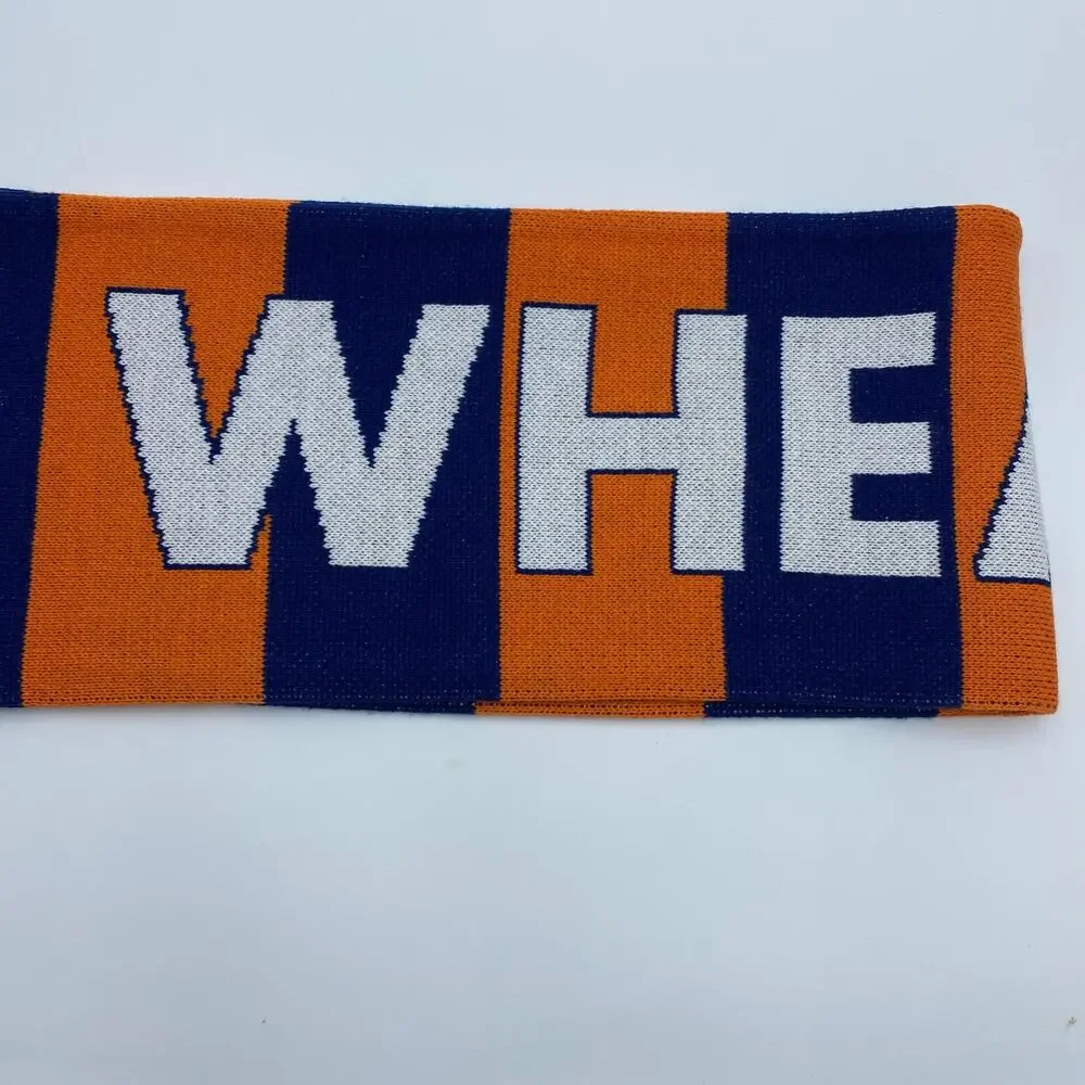 Wheaton College SCARF 65” Double Sided Acrylic‎ Orange/Blue stripes, SOFT Fringe